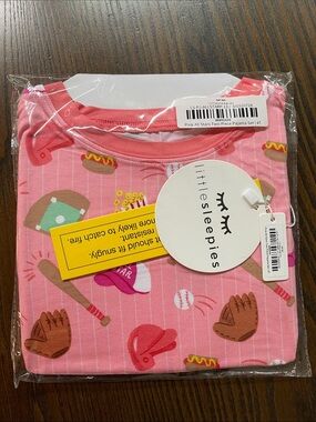 Little Sleepies Pink Baseball Print Pajama Set size 4T